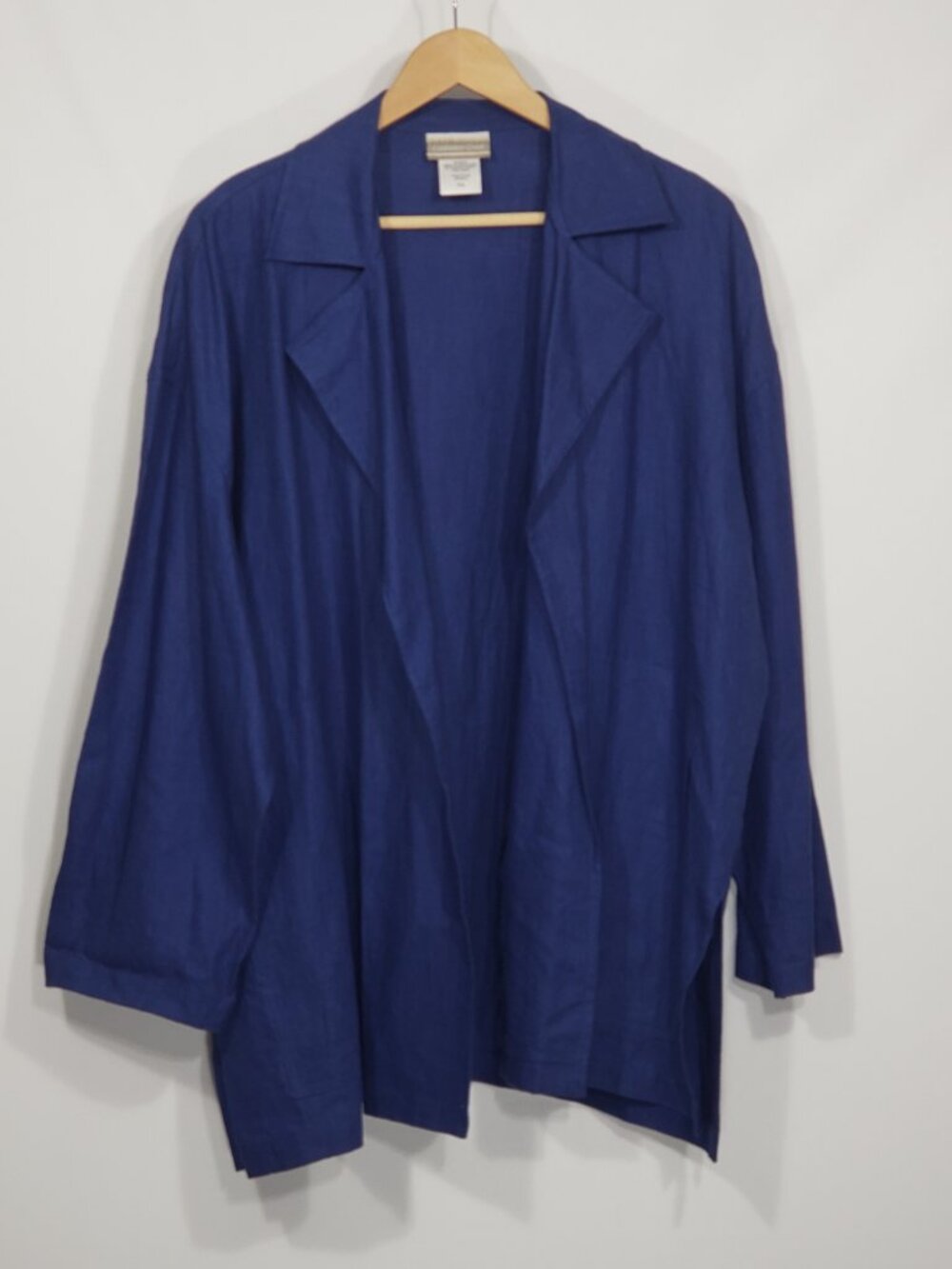 Coldwater Creek  Royal Blue Linen  Open Front Cardigan Jacket  Women's PXL